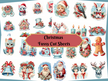 Christmas Fussy Cuts-Printable Kit, Stickers, Scrapbooking, Card Making, Ephemera, DIY Crafts, Digital Download