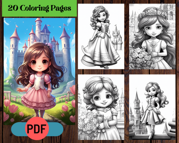 Fairy Tale Castle Princess Grayscale Coloring Pages For Adults & Kids