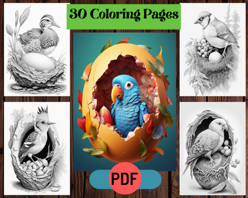 Birds Grayscale Coloring Pages For Adults & Kids