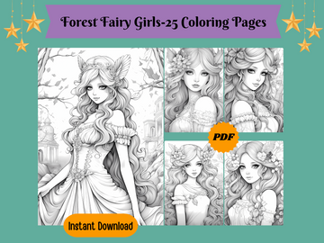 Forest Fairy Girls Grayscale Printable Coloring Pages For Adults