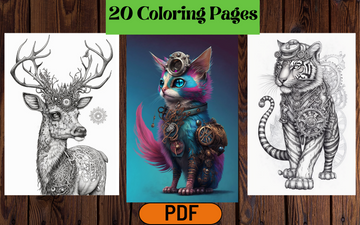 Mechanical Steampunk Animals Coloring Pages