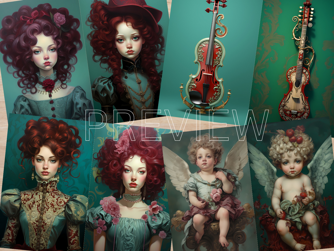 Baroque Culture-Printable Junk Journal Kit, Journal Cards, ATC Cards, Digital Download