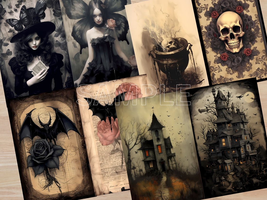 Witch Printable Journal Pages, Journal Cards, ATC Cards, Digital Download