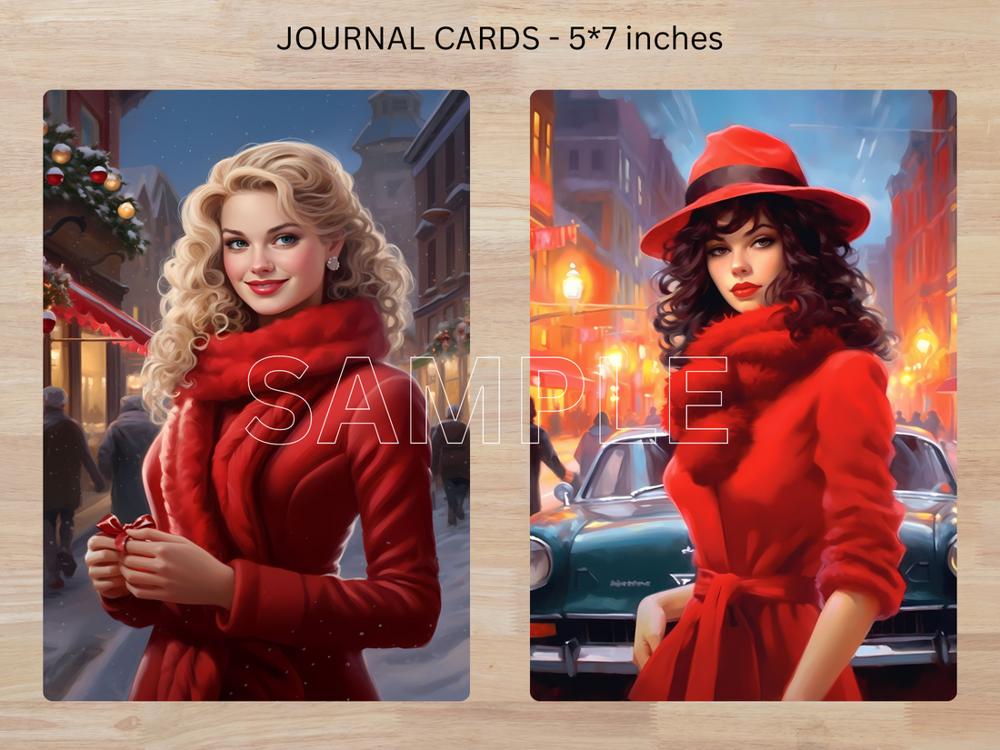 Christmas Beauties - Printable Junk Journal Cards, ATC Cards, Digital Download