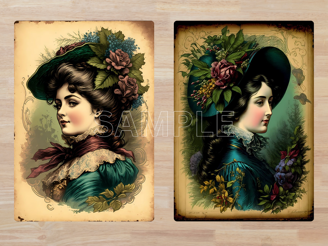 Victorian Women Digital ATC Cards, Set of 12, Digital Download
