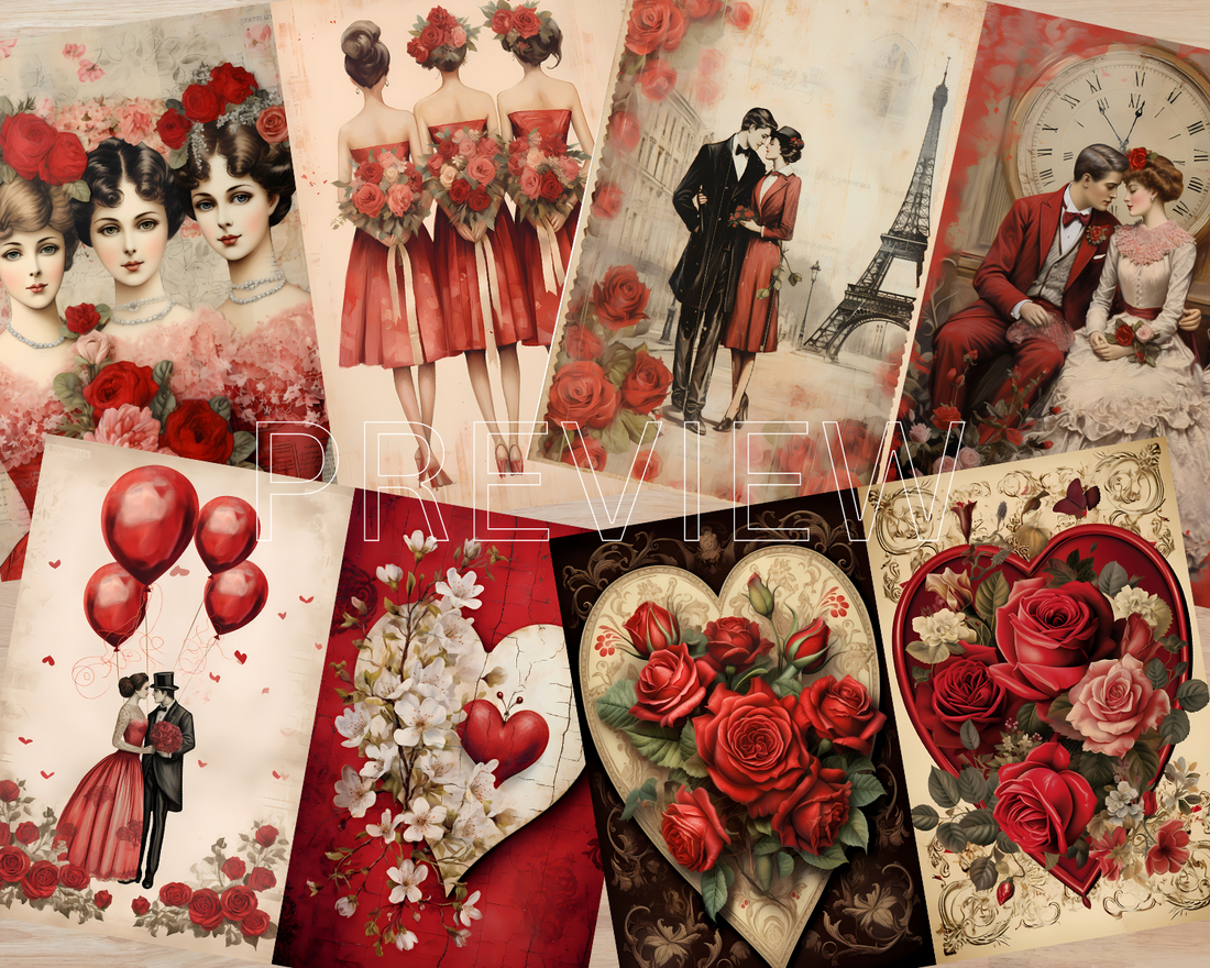 Wedding Collection-Printable Junk Journal Kit, Journal Cards, ATC Cards, Digital Download