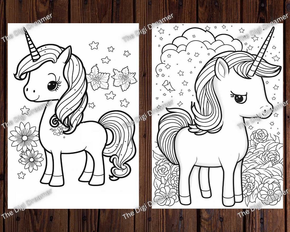Unicorn Printable Coloring Pages For Kids, Kids Coloring Book, Instant Download